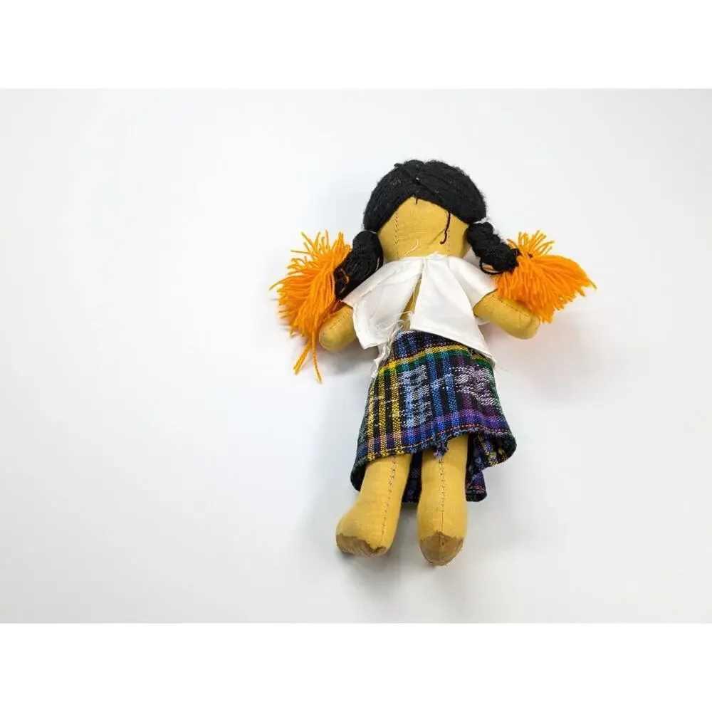 Vintage Mexican Souvenir Cloth Girl Doll Folk Art Skirt 9
